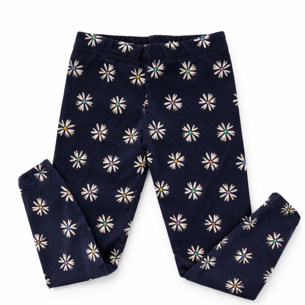 Primary Daisy Print Leggings Size 4 Navy Floral Cotton Stretch